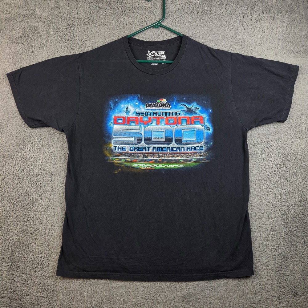 Daytona 500 Shirt Men's Extra Large 2013 Black NASCAR Racing Double Sided